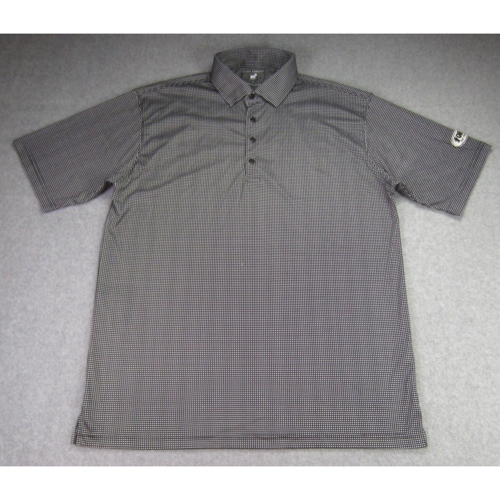 Horn Legend Polo Shirt Mens Large Black White Check Golf Performance Luxury READ
